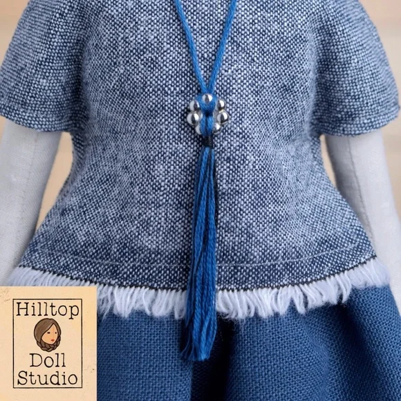 Fabric Doll "Clara" Handcrafted Textile Cloth Heirloom Primitive Doll - Picture 8 of 14